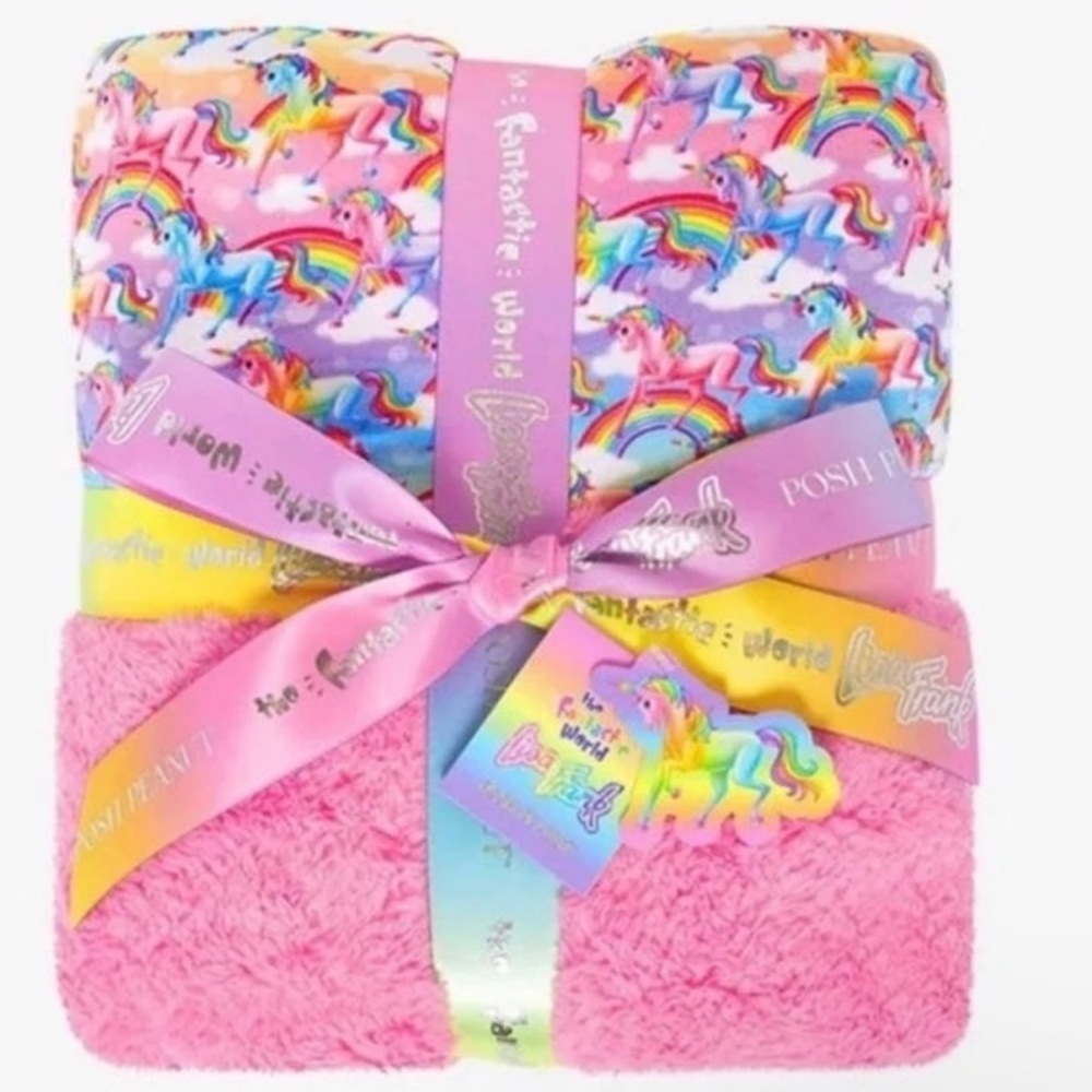 NEW Posh Peanut x Lisa Frank Markie Magic Luxe Plush Blanket 60x60